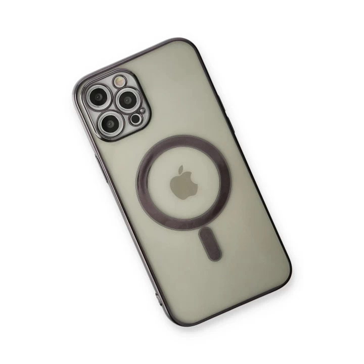 iPhone 12 Pro Kılıf Magneticsafe Lazer Silikon - Siyah