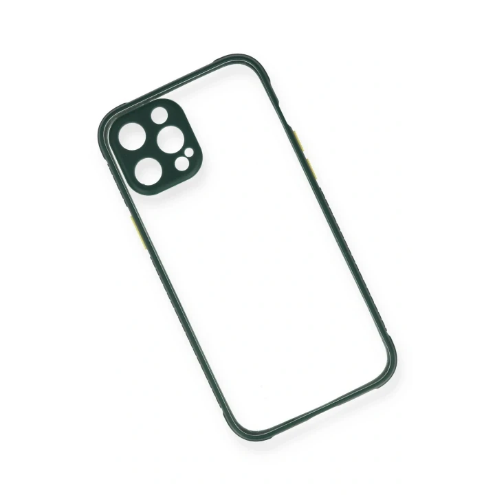 iPhone 12 Pro Kılıf Miami Şeffaf Silikon - Koyu Yeşil
