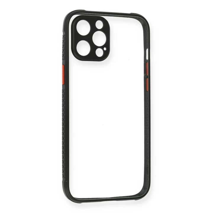 iPhone 12 Pro Kılıf Miami Şeffaf Silikon - Siyah