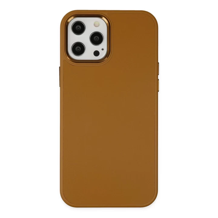 iPhone 12 Pro Max Kılıf Asya Deri Silikon - Kahverengi