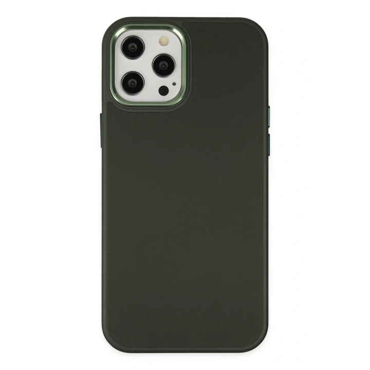 iPhone 12 Pro Max Kılıf Asya Deri Silikon - Koyu Yeşil