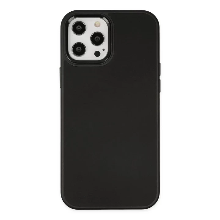 iPhone 12 Pro Max Kılıf Asya Deri Silikon - Siyah