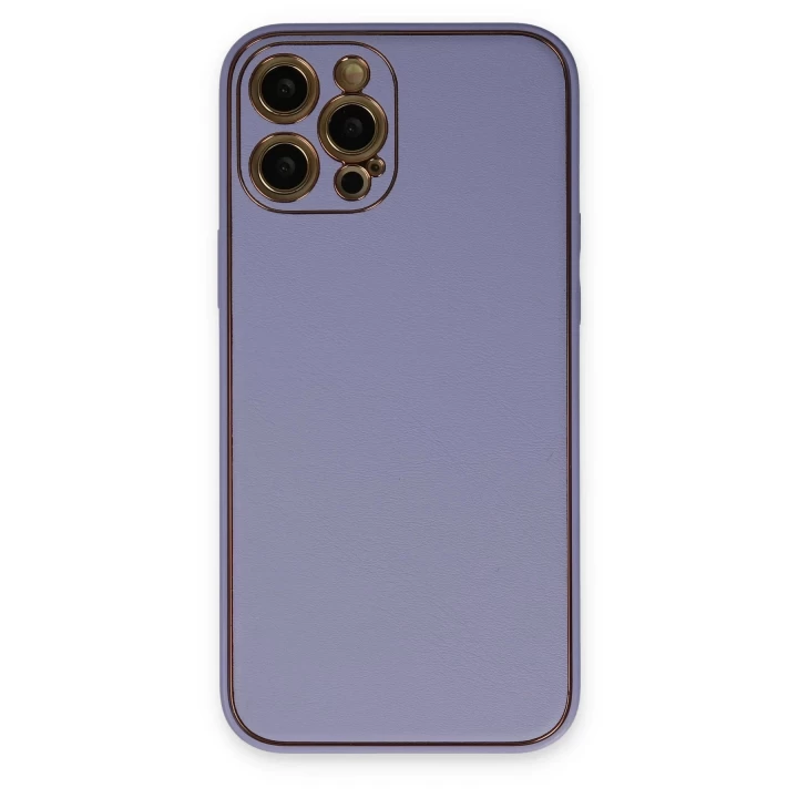iPhone 12 Pro Max Kılıf Coco Deri Silikon Kapak - Açık Lila