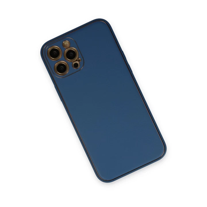 iPhone 12 Pro Max Kılıf Coco Deri Silikon Kapak - Açık Mavi