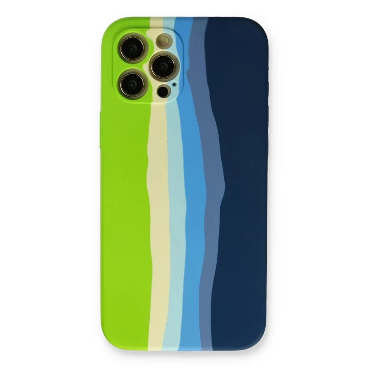 iPhone 12 Pro Max Kılıf Ebruli Lansman Silikon - Yeşil-Koyu Yeşil