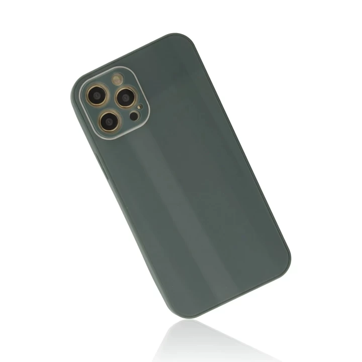 iPhone 12 Pro Max Kılıf Glass Kapak - Koyu Yeşil