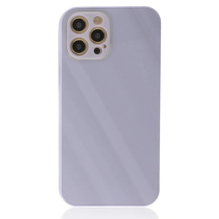 iPhone 12 Pro Max Kılıf Glass Kapak - Lila