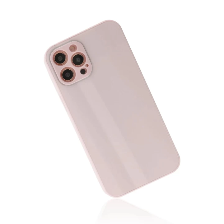 iPhone 12 Pro Max Kılıf Glass Kapak - Pembe