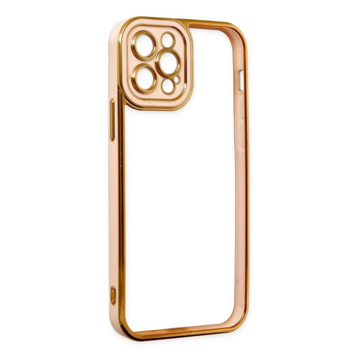 iPhone 12 Pro Max Kılıf Liva Lens Silikon - Rose