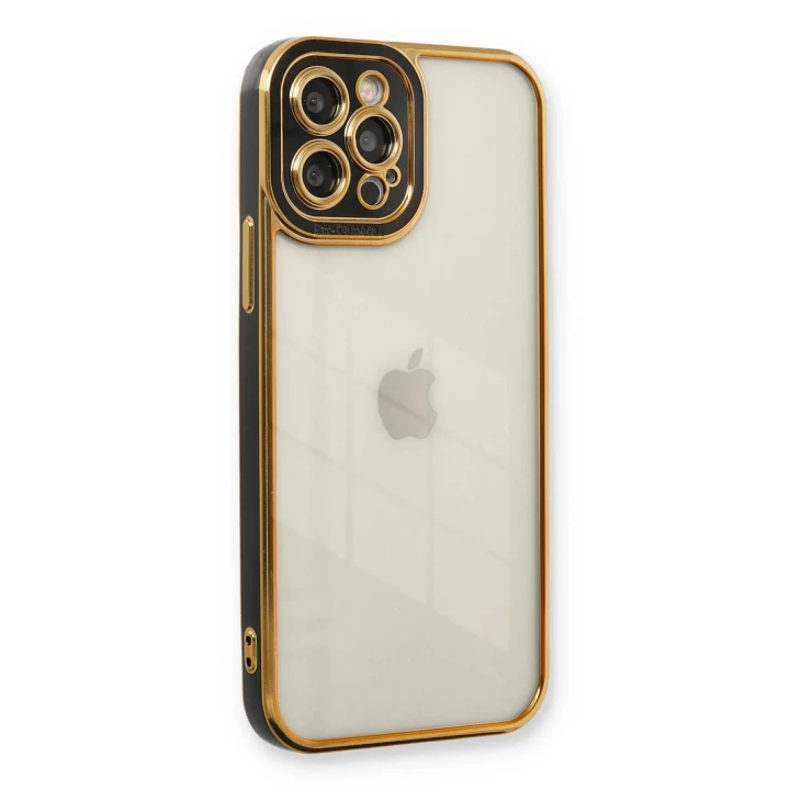 iPhone 12 Pro Max Kılıf Liva Lens Silikon - Siyah