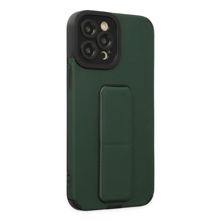 iPhone 12 Pro Max Kılıf Mega Standlı Silikon - Yeşil