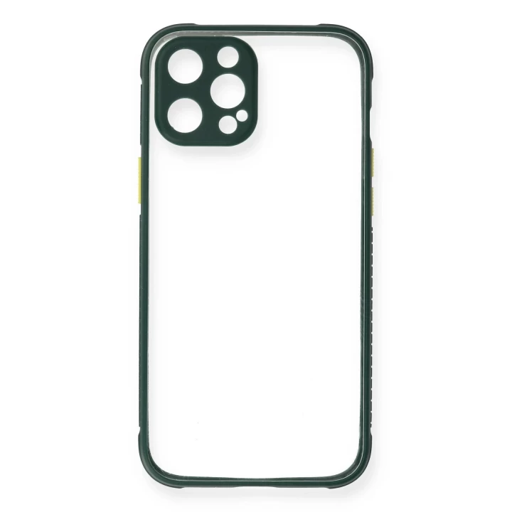 iPhone 12 Pro Max Kılıf Miami Şeffaf Silikon - Koyu Yeşil