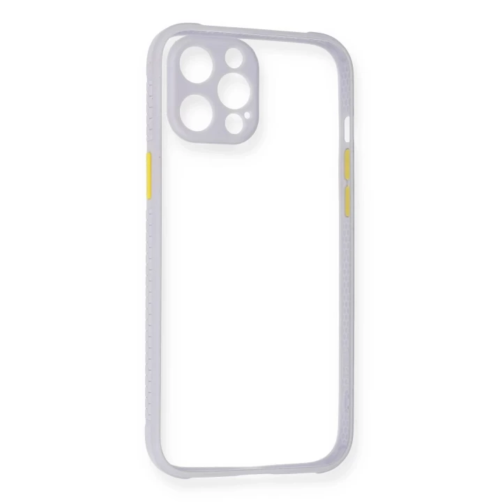 iPhone 12 Pro Max Kılıf Miami Şeffaf Silikon - Lila