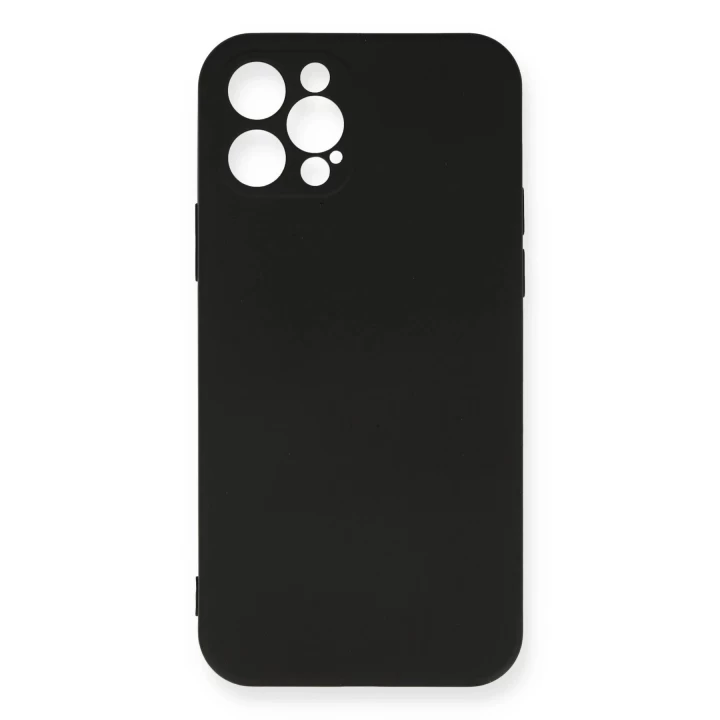 iPhone 12 Pro Max Kılıf Nano içi Kadife Silikon - Siyah