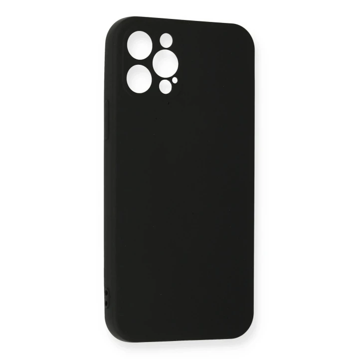 iPhone 12 Pro Max Kılıf Nano içi Kadife Silikon - Siyah