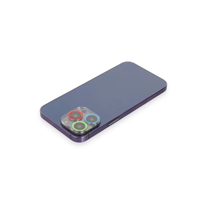 iPhone 12 Pro Renkli Kamera Lens Koruma Cam - Mavi-Yeşil