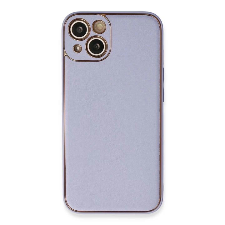 iPhone 13 Kılıf Coco Deri Silikon Kapak - Açık Lila