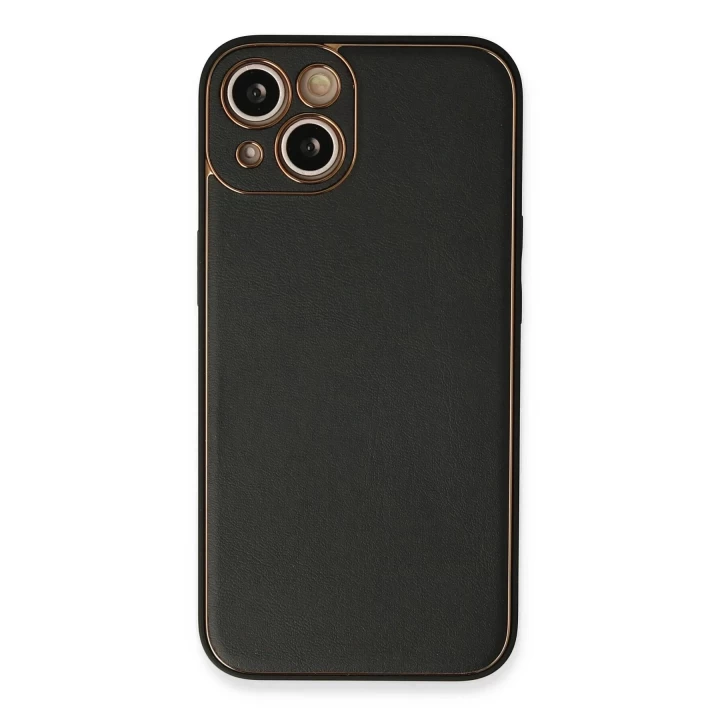 iPhone 13 Kılıf Coco Deri Silikon Kapak - Siyah