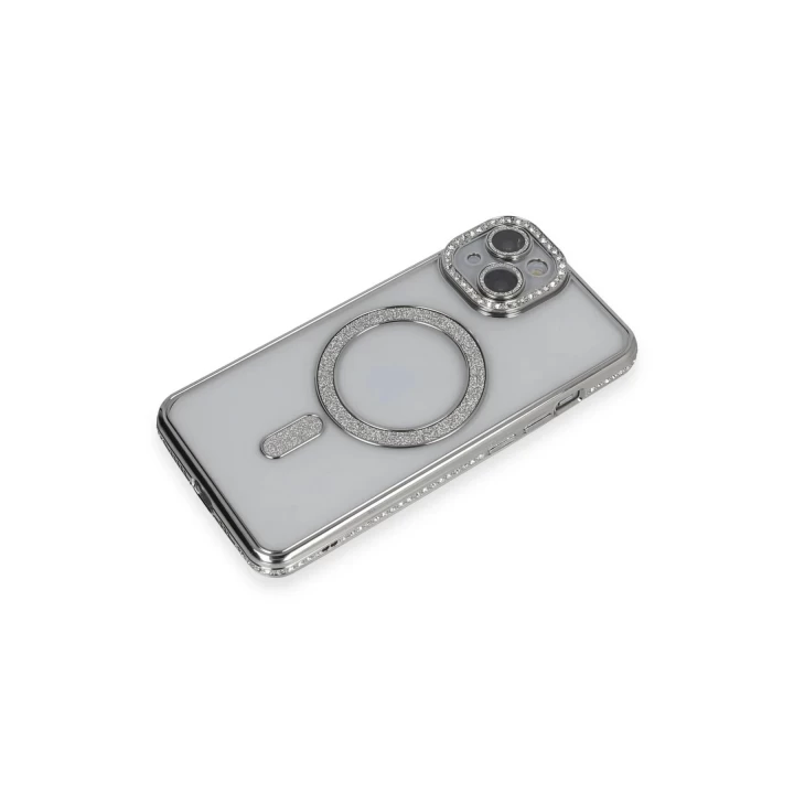 iPhone 13 Kılıf Joke Simli Magneticsafe Kılıf - Gümüş