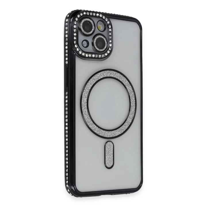 iPhone 13 Kılıf Joke Simli Magneticsafe Kılıf - Siyah