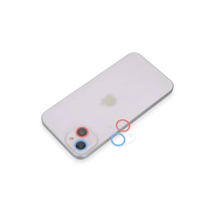 iPhone 13 Mini Renkli Kamera Lens Koruma Cam - Pembe-Mavi