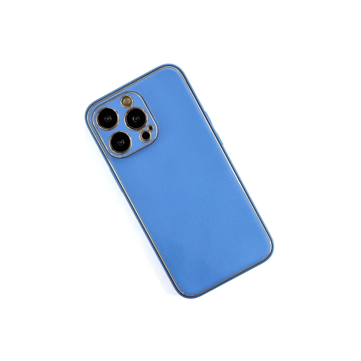 iPhone 13 Pro Kılıf Coco Deri Silikon Kapak - Açık Mavi