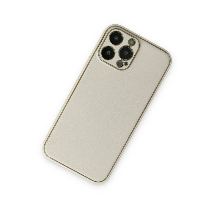 iPhone 13 Pro Kılıf Coco Deri Silikon Kapak - Beyaz