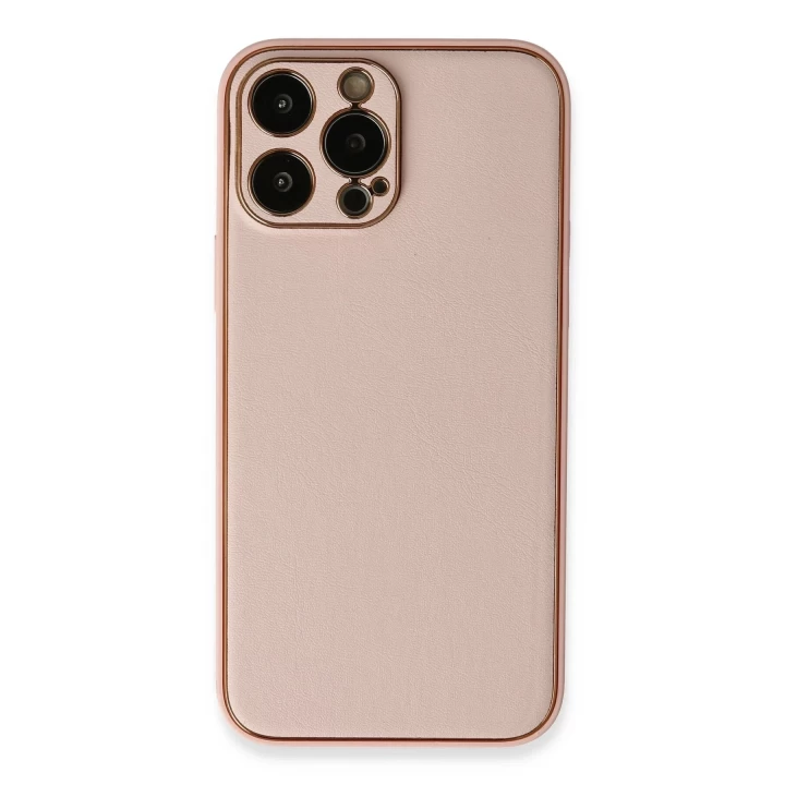 iPhone 13 Pro Kılıf Coco Deri Silikon Kapak - Pembe