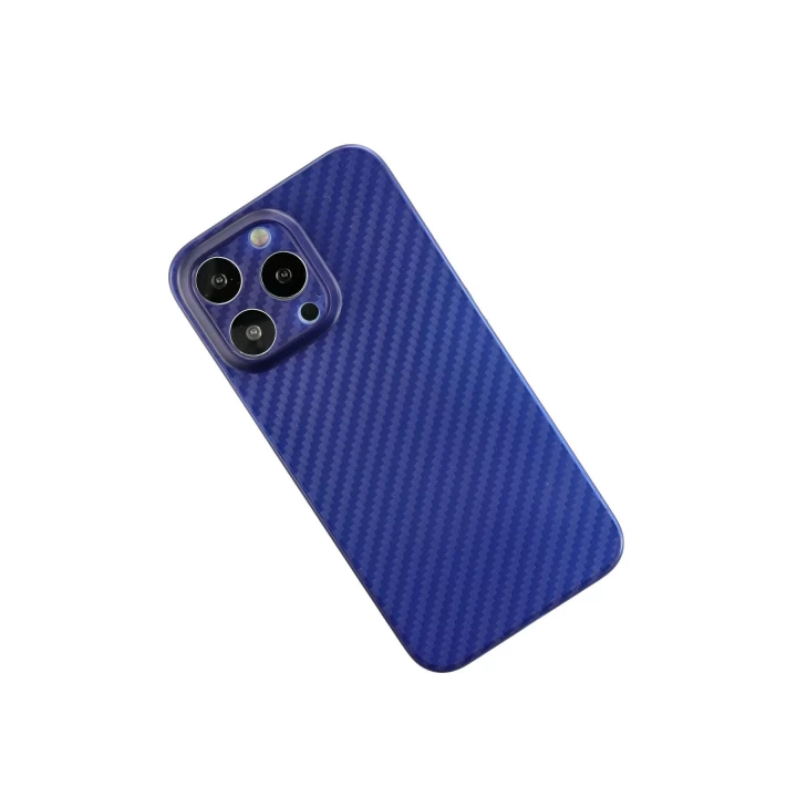 iPhone 13 Pro Kılıf Karbon PP Silikon - Mavi