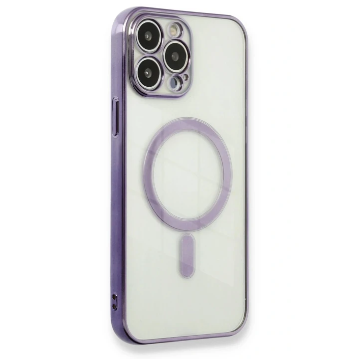 iPhone 13 Pro Kılıf Magneticsafe Lazer Silikon - Mor