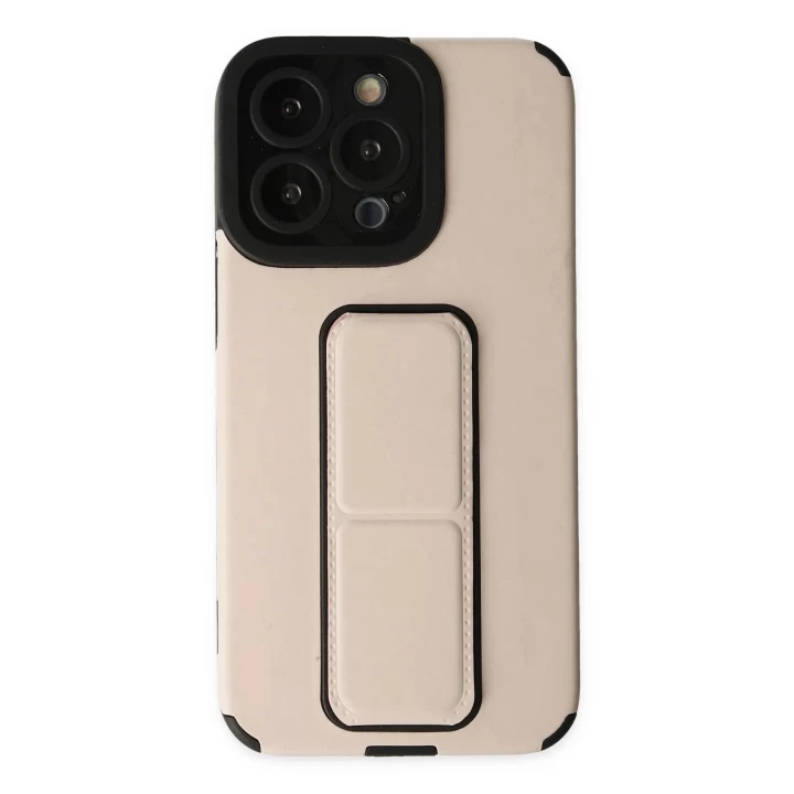iPhone 13 Pro Kılıf Mega Standlı Silikon - Gold