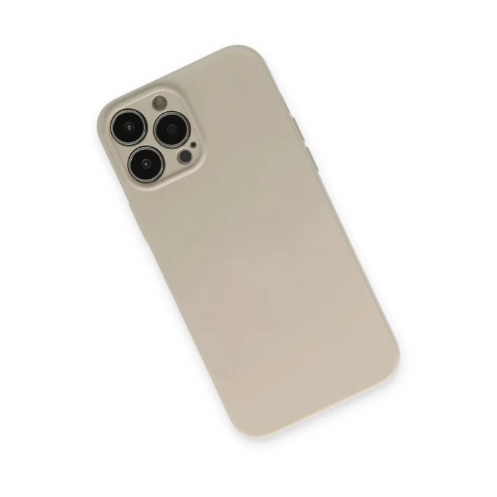 iPhone 13 Pro Kılıf Nano içi Kadife Silikon - Bej