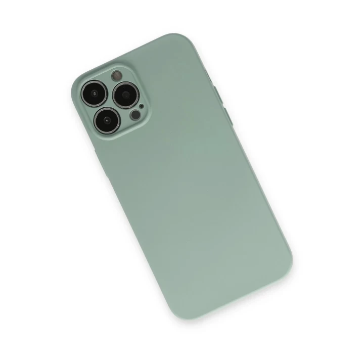 iPhone 13 Pro Kılıf Nano içi Kadife Silikon - Su Yeşili