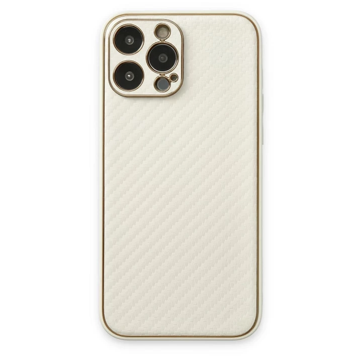 iPhone 13 Pro Max Kılıf Coco Karbon Silikon - Beyaz