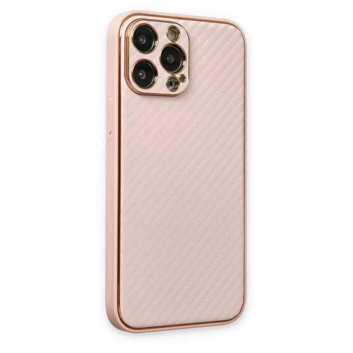 iPhone 13 Pro Max Kılıf Coco Karbon Silikon - Pembe