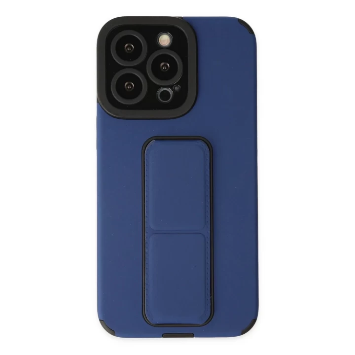 iPhone 13 Pro Max Kılıf Mega Standlı Silikon - Mavi