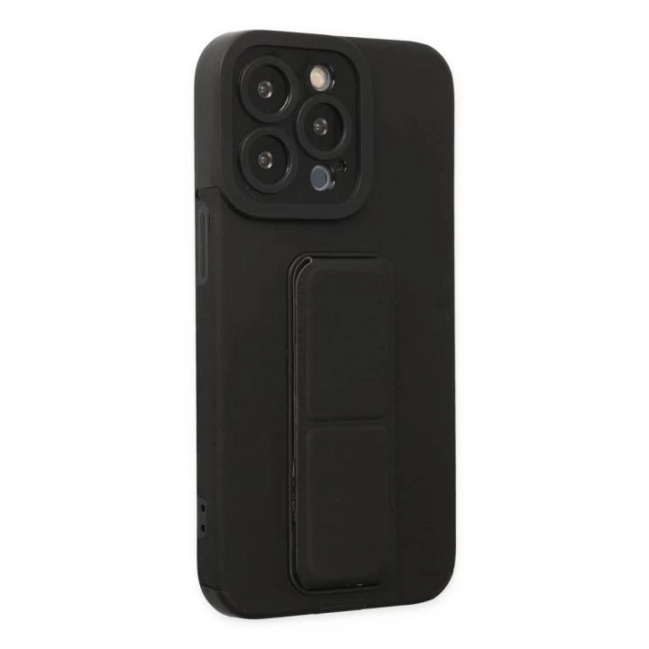 iPhone 13 Pro Max Kılıf Mega Standlı Silikon - Siyah