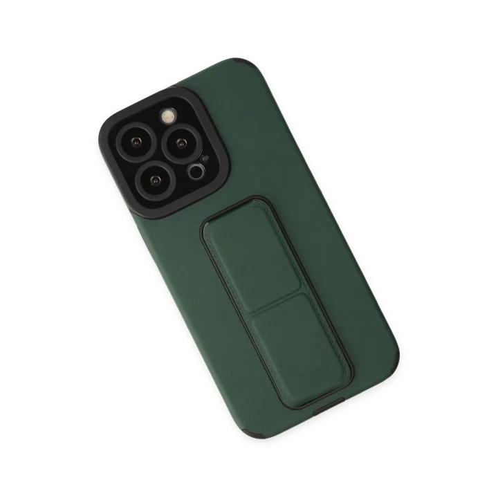 iPhone 13 Pro Max Kılıf Mega Standlı Silikon - Yeşil