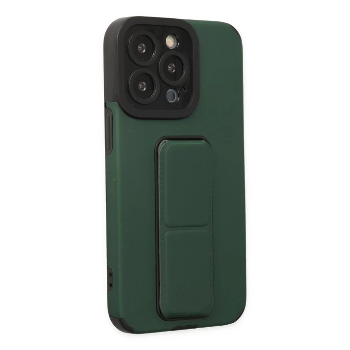 iPhone 13 Pro Max Kılıf Mega Standlı Silikon - Yeşil
