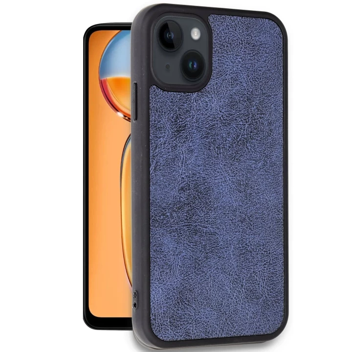 iPhone 14 Kılıf Aras Deri Kapak - Lacivert