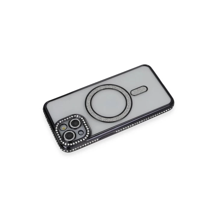iPhone 14 Kılıf Joke Simli Magneticsafe Kılıf - Siyah