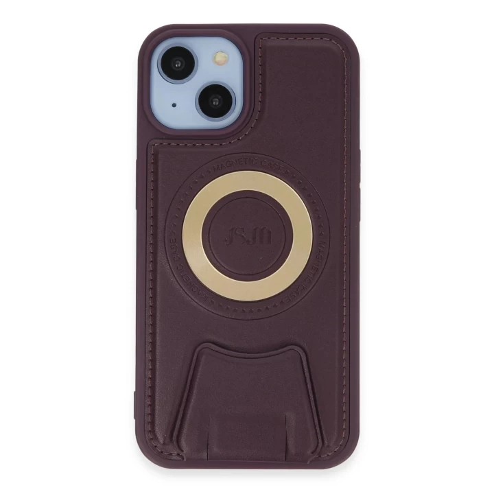 iPhone 14 Kılıf Merkür Magneticsafe Standlı Kapak - Derin Mor