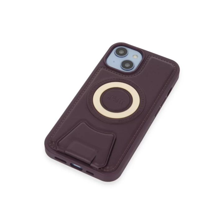 iPhone 14 Kılıf Merkür Magneticsafe Standlı Kapak - Derin Mor