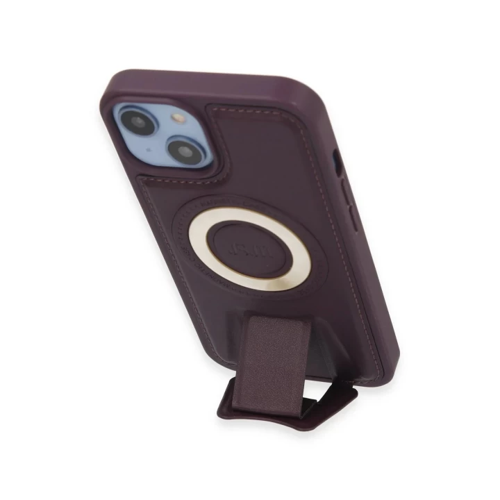 iPhone 14 Kılıf Merkür Magneticsafe Standlı Kapak - Derin Mor