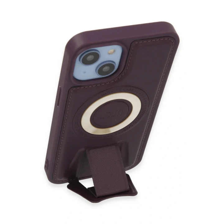 iPhone 14 Kılıf Merkür Magneticsafe Standlı Kapak - Derin Mor