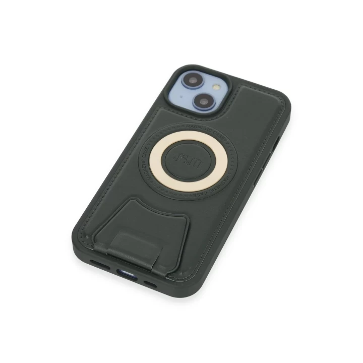 iPhone 14 Kılıf Merkür Magneticsafe Standlı Kapak - Koyu Yeşil