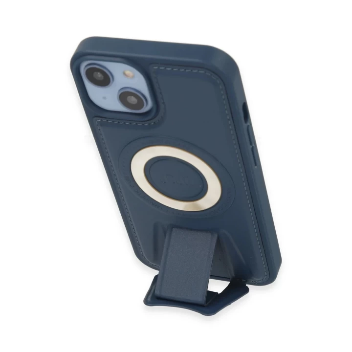 iPhone 14 Kılıf Merkür Magneticsafe Standlı Kapak - Lacivert