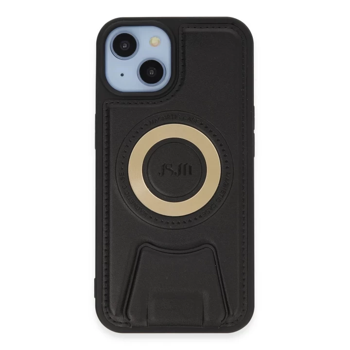 iPhone 14 Kılıf Merkür Magneticsafe Standlı Kapak - Siyah