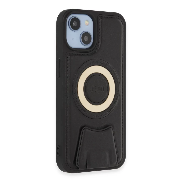 iPhone 14 Kılıf Merkür Magneticsafe Standlı Kapak - Siyah