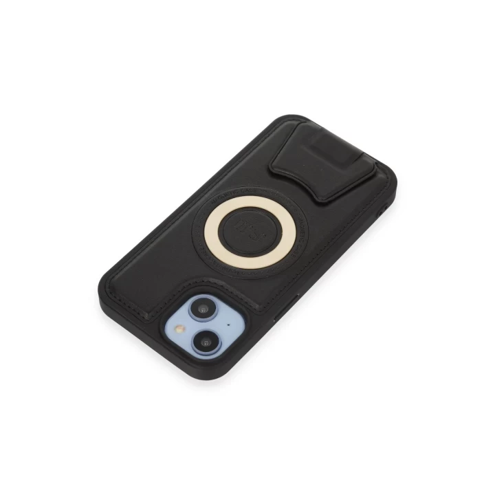 iPhone 14 Kılıf Merkür Magneticsafe Standlı Kapak - Siyah